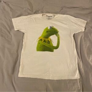Disney Muppets White Tee with Green Pondering Kermit
